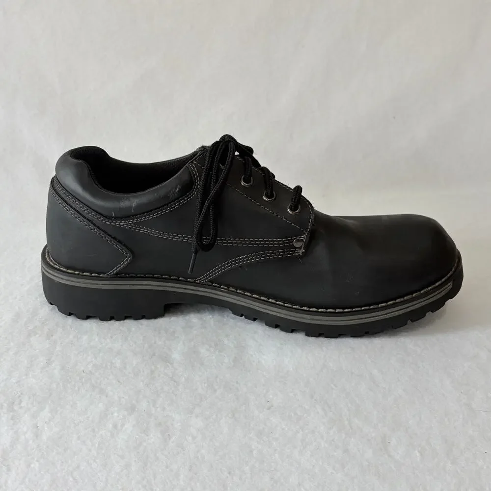 State Street Mens 12 Black Leather Oxford Comfort Daily Loafers Lace Up